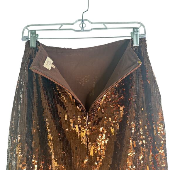 Camila Coelho Ava Crop Top Audrey Skirt Matching Set Sequin Chocolate Brown Sm S - Picture 10 of 12